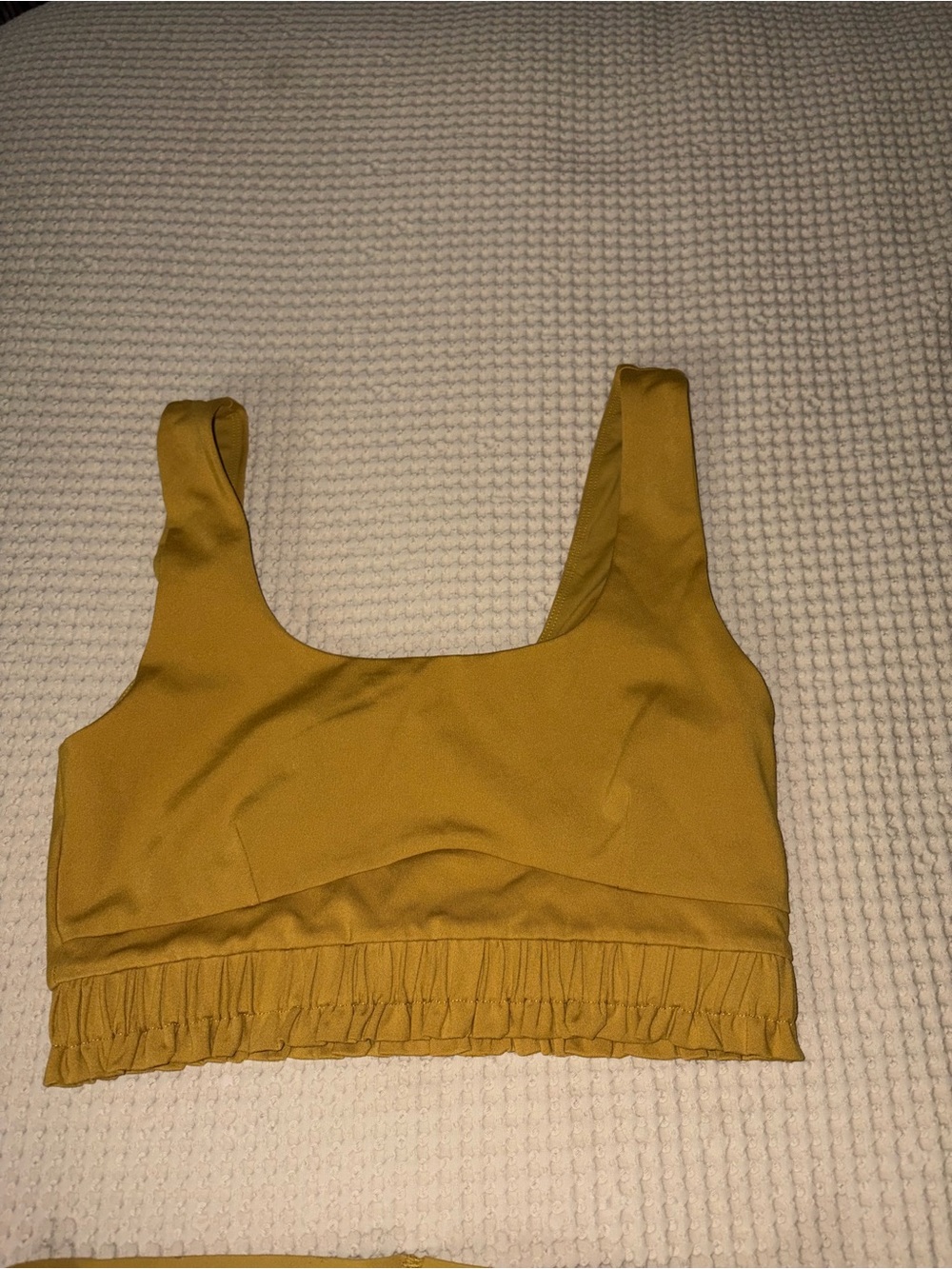 Fabletics Mustard High-Waist Leggings with Matching Crop Top Set - Picture 2 of 6